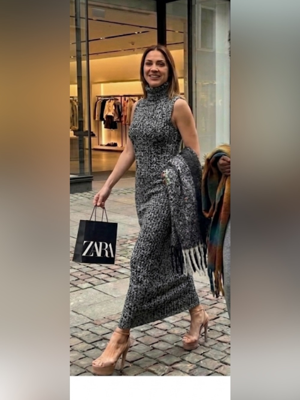 Zara Women's Charcoal Sleeveless Knit Dress